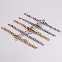 Casual Hip-Hop Cross Stainless Steel 18K Gold Plated Men's Bracelets main image 3