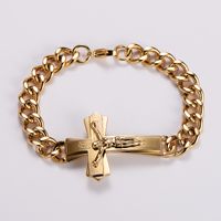 Casual Hip-Hop Cross Stainless Steel 18K Gold Plated Men's Bracelets sku image 3