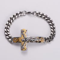 Casual Hip-Hop Cross Stainless Steel 18K Gold Plated Men's Bracelets main image 1