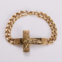 Casual Hip-Hop Cross Stainless Steel 18K Gold Plated Men's Bracelets sku image 4