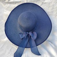 Women's Basic Solid Color Bowknot Side Of Fungus Straw Hat sku image 4