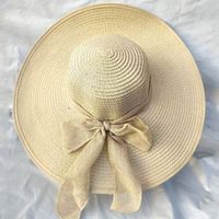 Women's Basic Solid Color Bowknot Side Of Fungus Straw Hat sku image 5