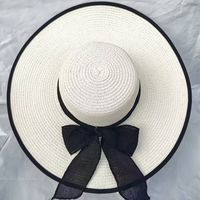 Women's Basic Solid Color Bowknot Side Of Fungus Straw Hat sku image 9