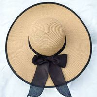 Women's Basic Solid Color Bowknot Side Of Fungus Straw Hat sku image 7