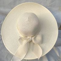 Women's Basic Solid Color Bowknot Side Of Fungus Straw Hat sku image 6