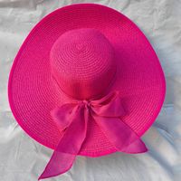 Women's Basic Solid Color Bowknot Side Of Fungus Straw Hat sku image 3