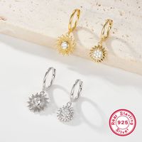 1 Pair Elegant Vintage Style Flower Plating Inlay Sterling Silver Zircon 18K Gold Plated White Gold Plated Drop Earrings main image 6