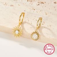 1 Pair Elegant Vintage Style Flower Plating Inlay Sterling Silver Zircon 18K Gold Plated White Gold Plated Drop Earrings main image 7