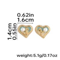 1 Pair Elegant Romantic Heart Shape Inlay Copper Freshwater Pearl Zircon 18K Gold Plated Ear Studs sku image 2