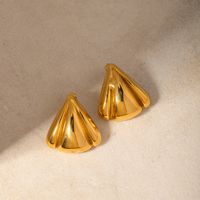 1 Pair IG Style Triangle Polishing 316 Stainless Steel  18K Gold Plated Ear Studs main image 5