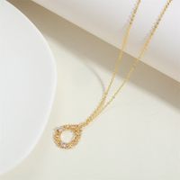 Copper 14K Gold Plated Vintage Style Simple Style Commute Oval Water Droplets Heart Shape Hollow Out Inlay Zircon Pendant Necklace main image 5