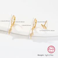 1 Set Casual Simple Style Lightning Asymmetrical Inlay Sterling Silver Zircon White Gold Plated Gold Plated Drop Earrings Ear Studs main image 2
