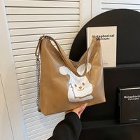 Women's Pu Leather Rabbit Classic Style Square Zipper Tote Bag main image 4