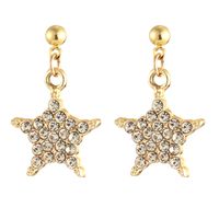 1 Par Casual Lindo Estrella Luna Aleación Diamantes De Imitación Chapado En Oro Plateado Pendientes De Gota main image 8