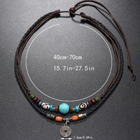 Casual Vintage Style Cross Beaded Alloy Leather Rope Unisex Double Layer Necklaces sku image 3