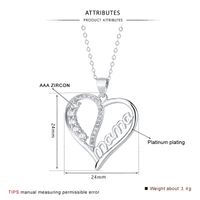 IG Style MAMA Shiny Letter Heart Shape Sterling Silver Hollow Out Inlay Zircon Pendant Necklace 1 Piece main image 2