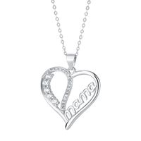 IG Style MAMA Shiny Letter Heart Shape Sterling Silver Hollow Out Inlay Zircon Pendant Necklace 1 Piece main image 5