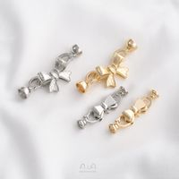 1 Set 35 * 8mm 43 * 15mm Copper 14K Gold Plated Bow Knot Polished Jewelry Buckle main image 3