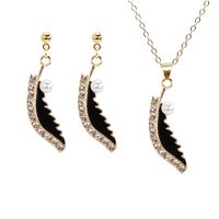Sweet Korean Style Moon Alloy Enamel Rhinestones Silver Plated Unisex Earrings Necklace main image 1
