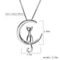 Sterling Silver IG Style Sweet Moon Cat Pendant Necklace main image 2