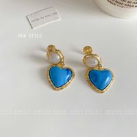 1 Pair Marine Style Simple Style Heart Shape Plating Copper 18K Gold Plated Drop Earrings Ear Cuffs main image 6