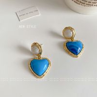1 Pair Marine Style Simple Style Heart Shape Plating Copper 18K Gold Plated Drop Earrings Ear Cuffs main image 7