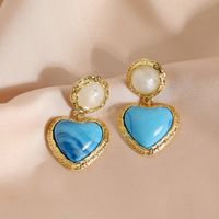 1 Pair Marine Style Simple Style Heart Shape Plating Copper 18K Gold Plated Drop Earrings Ear Cuffs main image 4