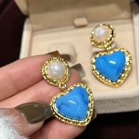 1 Pair Marine Style Simple Style Heart Shape Plating Copper 18K Gold Plated Drop Earrings Ear Cuffs main image 5