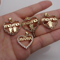 Heart Pendant Micro Inlaid Zircon Pendant Mama Mom Boy Girl Pendant Necklace Pendant Diy Ornament Accessories main image 5