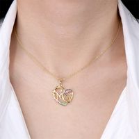 Casual Simple Style Letter Heart Shape Copper Plating Zircon Pendant Necklace 1 Piece main image 5