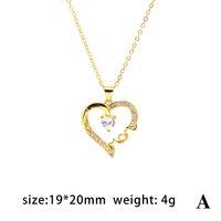 Casual Simple Style Letter Heart Shape Copper Plating Zircon Pendant Necklace 1 Piece main image 3