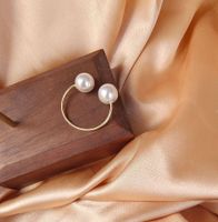 Wholesale Elegant Simple Style U Shape Imitation Pearl Copper Plating Rings sku image 1
