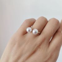 Wholesale Elegant Simple Style U Shape Imitation Pearl Copper Plating Rings main image 5
