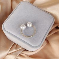 Wholesale Elegant Simple Style U Shape Imitation Pearl Copper Plating Rings main image 4