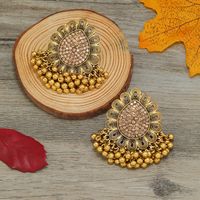 1 Pair Elegant Luxurious Vacation Water Droplets Tassel Inlay Alloy Rhinestones Gold Plated Drop Earrings main image 4