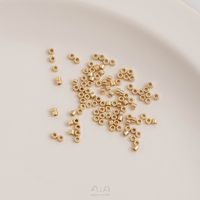 100 Pieces 1.6*0.8 Hole Under 1mm Copper 14K Gold Plated Solid Color Polished Beads main image 2