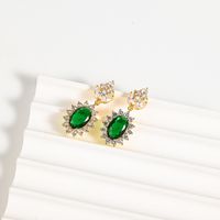 1 Pair Elegant Gem Inlay Copper Alloy Rhinestones Zircon Drop Earrings sku image 1