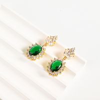 1 Pair Elegant Gem Inlay Copper Alloy Rhinestones Zircon Drop Earrings main image 4
