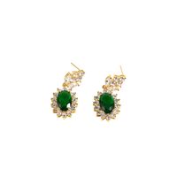 1 Pair Elegant Gem Inlay Copper Alloy Rhinestones Zircon Drop Earrings main image 3