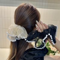 Women's Casual Elegant Solid Color Cloth Artificial Pearls Large Intestine Hair Ring main image 4