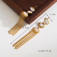 1 Pair Simple Style Asymmetrical Plating Inlay Stainless Steel Rhinestones Pearl 18K Gold Plated Drop Earrings sku image 1