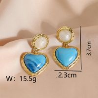 1 Pair Marine Style Simple Style Heart Shape Plating Copper 18K Gold Plated Drop Earrings Ear Cuffs sku image 1