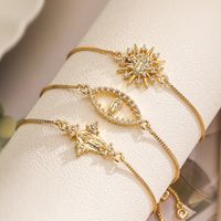 Copper 18K Gold Plated Simple Style Commute Human Inlay Zircon Bracelets main image 1
