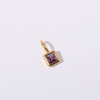 201 Stainless Steel 304 Stainless Steel Glass Simple Style Diamond Geometric Square Pendant Necklace sku image 2