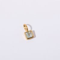 201 Stainless Steel 304 Stainless Steel Glass Simple Style Diamond Geometric Square Pendant Necklace sku image 3