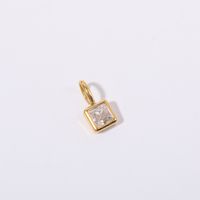 201 Stainless Steel 304 Stainless Steel Glass Simple Style Diamond Geometric Square Pendant Necklace sku image 4