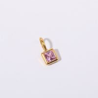 201 Stainless Steel 304 Stainless Steel Glass Simple Style Diamond Geometric Square Pendant Necklace sku image 7