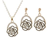 Sweet Simple Style Rose Flower Alloy Plating Hollow Out Rhinestones Gold Plated Silver Plated Women's Drop Earrings main image 1