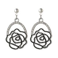 Sweet Simple Style Rose Flower Alloy Plating Hollow Out Rhinestones Gold Plated Silver Plated Women's Drop Earrings sku image 3