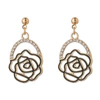 Sweet Simple Style Rose Flower Alloy Plating Hollow Out Rhinestones Gold Plated Silver Plated Women's Drop Earrings sku image 1